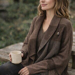 A. Ida Made in Italy Wool Blend Wrap Cardigan M0